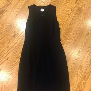 Armani Collezioni black sleeveless sheath dress with front zipper detail